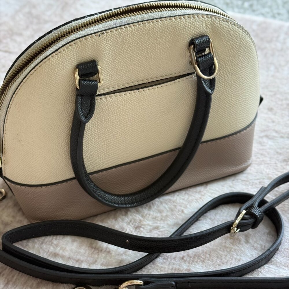 Coach Mini Sierra Satchel Colorblock Crossbody Bag Leather Cream Taupe Black - Picture 9 of 13